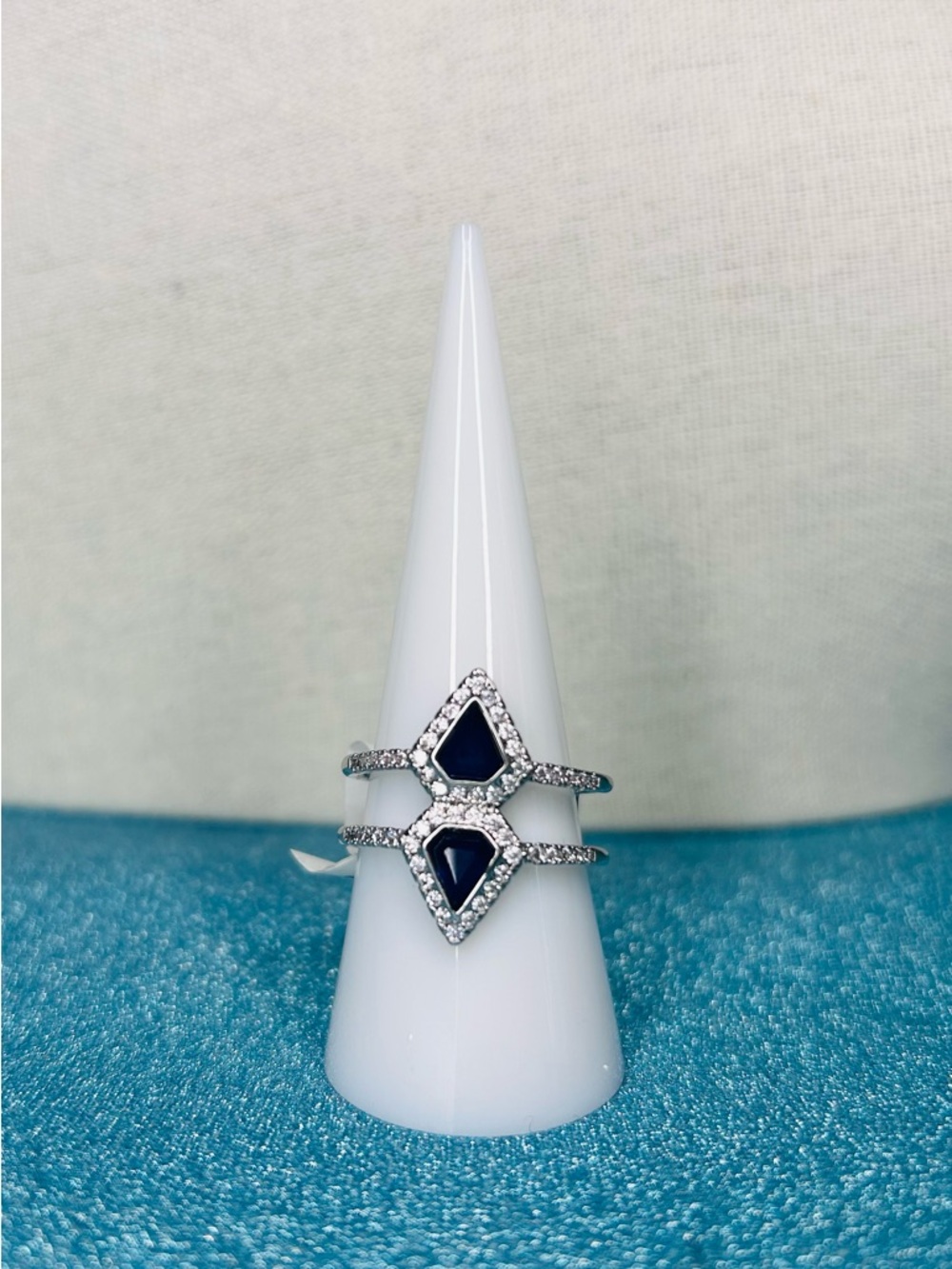 Bomb Party Lab Created Sapphire Ring Size 9 on Rhodium RBP6429